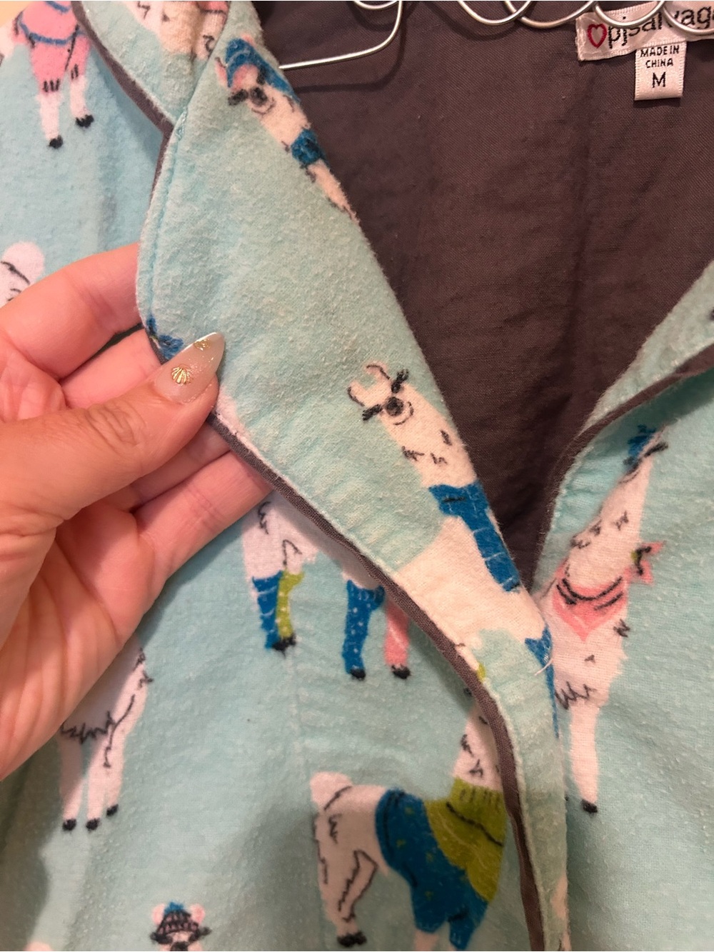 PJ Salvage Women’s Llama Print Light Blue 100% Cotton Size Medium - Picture 5 of 6